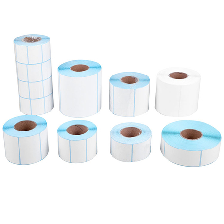 Etiqueta térmica adesiva permanente de alta qualidade, rolo de adesivos de tamanho personalizado em branco, rolos de etiqueta térmica direta